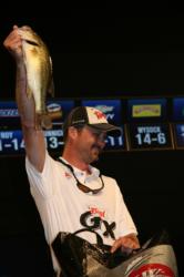 Fishing finesse worms on a 1/8-ounce football head jig lead Billy Cain to a second place finish.