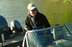 G3 pro Chad Schilling is all smiles as he launches his boat Friday morning.
