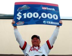 For winning the FLW Walleye Tour event on Cass Lake, pro Scott Steil earned $100,000.