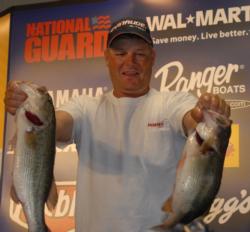 Hanging tough in fifth place is Jerry Green of Del Rio, Texas, with a two-day total of 31 pounds, 5 ounces. 