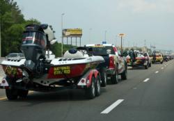 Along busy Interstate 40, the top-10 anglers towed their rigs in single file to the Knoxville Convention Center.