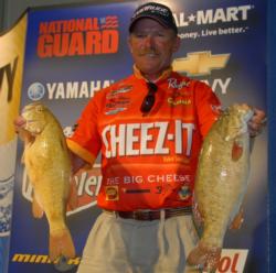 Kellogg's pro Alvin Shaw of State Road, N.C., moved into second place today with a 20-pound, 15-ounce catch which gives him a two-day total of 41 pounds, 3 ounces.