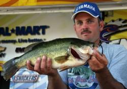 Co-angler Cory Leonard caught a 4-pound, 15-ounce largemouth and shared Big Bass honors with Ted Hegner who boated a fish of equal weight.