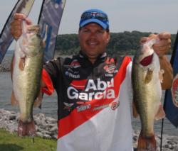 After a slow start, Abu Garcia pro George Jeane, Jr., of Evans, La., is coming up through the field with a vengeance. He is now in third place with 55-13.