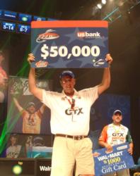 For winning the 2008 Forrest Wood Cup on Lake Murray, co-angler David Hudson earned $50,000.
