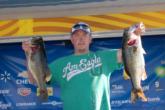 Daniel Hinkelman of Covington, Ga., leads the Co-angler Division of the Stren Series event on Lake Okeechobee with four bass weighing 13 pounds, 6 ounces.