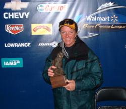 Lesley Childers of Anderson, S.C., earned $2,193 as the co-angler winner of the March 14 BFL Savannah River Division event.