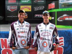 Texas A&M teammates Tyler James of College Station, Texas, and Weston Brown of Midlothian, Texas, placed fourth at Sam Rayburn with six bass, 16-3, $3,000.