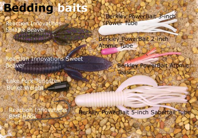 A sampling of baits for bedding bass