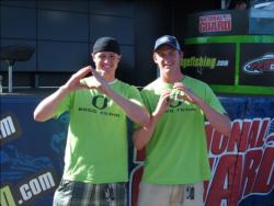 University of Oregon teammates Carter Troughton and Ryan Troughton finished the National Guard FLW College Fishing tourney at Lake Roosevelt in second place.