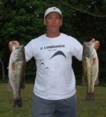 Pro Mark Hutson of Moncks Corner, S.C. is in second place after day one with a five-bass limit weighing 21 pounds, 3 ounces.