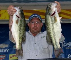 Fishing swimbaits slow and deep was the key for co-angler leader Brian Somrek.