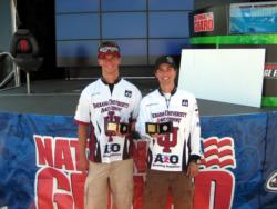 Third place in the FLW College Fishing Central Division event on Kentucky and Barkley lakes went to the Indiana University team of Jesse Schultz and Dustin Vaal.