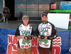 Fifth place in the FLW College Fishing Central Division event on Kentucky and Barkley lakes went to the UAM team of Philip Roberts and Robert Chapman.