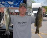 Kevin Hawk of Ramona, Calif., leads the Co-angler Division of the Walmart Open on day one with a limit weighing 10 pounds.