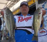 Thanh Le of Lake Havasu City, Ariz., is in second place after day one with a five-bass limit weighing 12 pounds, 8 ounces.
