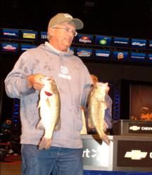 Boater Edward Gettys of Scottsboro, Ala., is in second place in the All-American after the first day with five bass weighing 13-10.