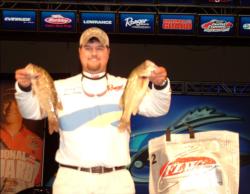 Jade Keeton of Florence, Ala., holds down second in the All-American among co-anglers after day one with a 9-11 limit.