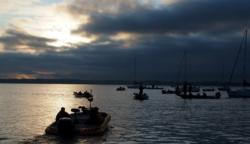 FLW Tour anglers make final preparations before the day-one takeoff. 