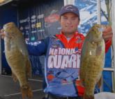 Justin Lucas leads the Co-angler Division at Lake Champlain with 19-3.
