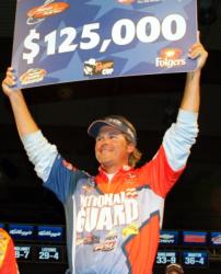 For winning the FLW Tour event on Lake Champlain, pro Scott Martin earned $125,000.