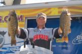 Mike Desforges of Burlington, Ont., won the 1000 Islands Stren Series event last year. He is in second place with 22 pounds, 14 ounces thanks to the help of a 5-15 smallie that took the Folgers Big Bass award.