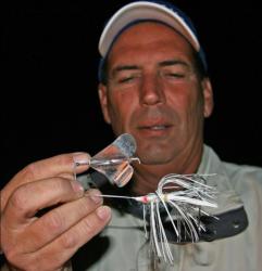 When moving from one dock to the next, third place pro Joe Bennett will cover the open water with a buzzbait.