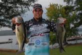 Chris Lane of Guntersville, Ala., is in third place with five bass weighing 20 pounds, 8 ounces.