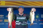  Pro J.T. Palmore of Gasburg, Va., is in fifth after day one with five bass weighing 19 pounds, 10 ounces.