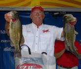 Pro Ken Ellis of Bowman, S.C., is in fourth place after day one with five bass weighing 20 pounds, 5 ounces.
