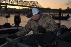 Pickwick enthusiast Mark Rose fires up his two Lowrance Electronic units for day one of the Stren Series Championship.