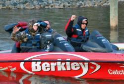 Hampden-Sydney College anglers Charles Parrish and Allen Luck are pumped for one final day of fishing on Lake Norman.