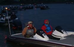 FLW American Fishing Series anglers make their way through boat check Friday morning. 