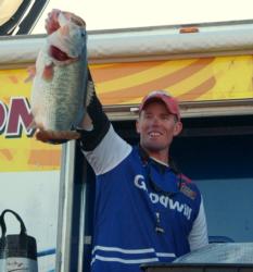 Keith Combs holds up a 10-pound Falcon Lake bass. This fish anchored his 41-1 record stringer.