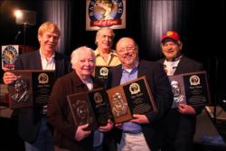 Irwin L. Jacobs shares the stage with the other 2010 Bass Fishing Hall of Fame inductees.