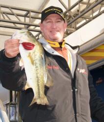 Pro Greg Pugh caught four bass Friday that weighed 9 pounds, 5 ounces. Pugh is in fourth place with one day of competition remaining.