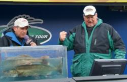 Pro Troy Newman celebrates after weighing in his 36-pound, 4-ounce limit.
