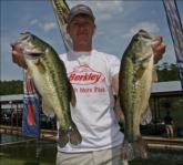 Flipping a Texas-rigged trick worm, Keeton Blaylock moved into the co-angler lead on Day Two.