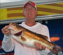 Fishing Texas-rigged plastics,  Bert Thompson finished fourth on day one.