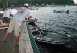 Anglers make their way through boat check as the field prepares for takeoff.