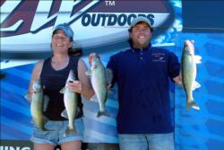 The local duo of pro Paul Steffen of Pierre, S.D., and co-angler Peggy Severson of Fort Pierre, S.D., were in sixth place after day one of Walleye Tour competition on Lake Oahe.