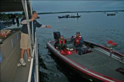 Anglers make their way through boat check at the start of day one on Lake Champlain.