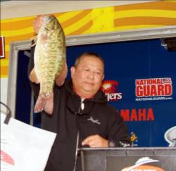 Co-angler Patrick Chow of Gilford, Ontario, weighed the biggest sack of his FLW career thus far on day one at Erie.