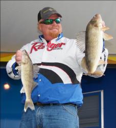 Second-place pro Brian Brosdahl holds up a nice over and a nice slot fish.