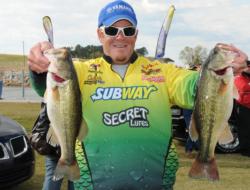 John Voyles of Petersburg, Ind., grabbed the fourth place spot after day one with five-bass weighing 13 pounds, 4 ounces. 