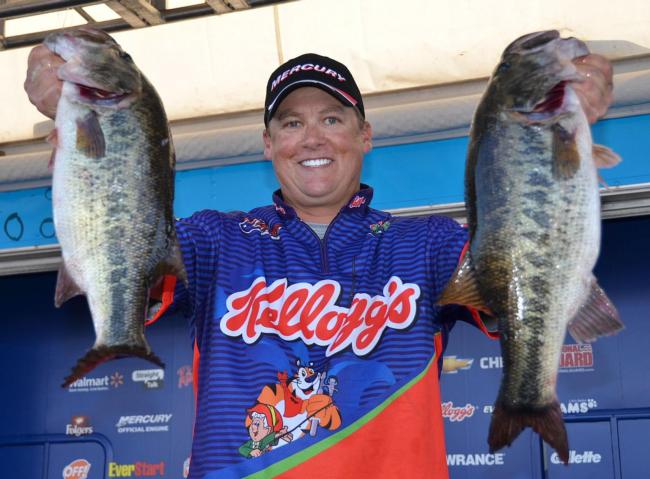 Fifth-place pro Terry Scroggins shows off part his 27-pound, 7-ounce limit.