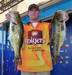 Belle Glade, Fla., pro Brandon McMillan shows off part of his day-three stringer that weighed 25 pounds, 5 ounces.