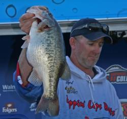 Ninth place pro Benjamin Byrd caught a short, fat bass that looked like it had swallowed a football.