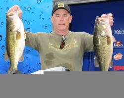 Rick Williams of Decatur, Ala., is in second place after day one with five bass weighing 23 pounds, 15 ounces. 