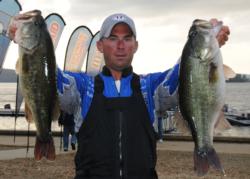 Jake Morris of McKee, Ky., rounds out the top five after day one with five bass weighing 23 pounds, 2 ounces.